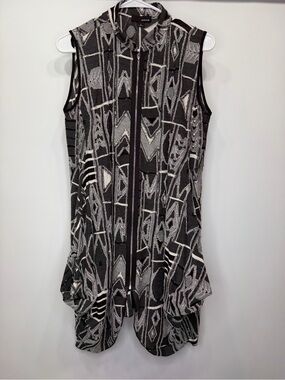 sun kim lagenlook abstract zip tunic vest | size large
